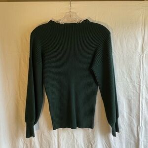 Mock neck, ribbed forest green sweater